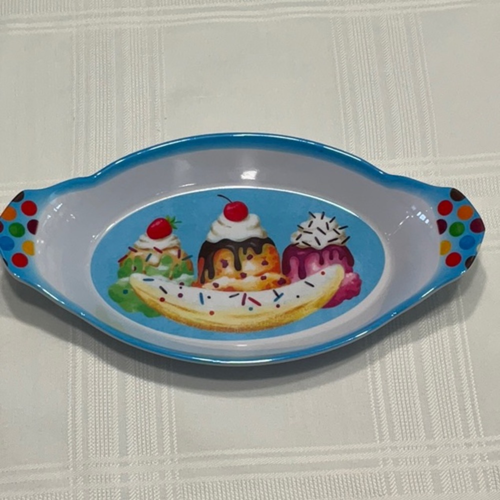 Colorful Melamine Ice Cream Banana Split  Dish